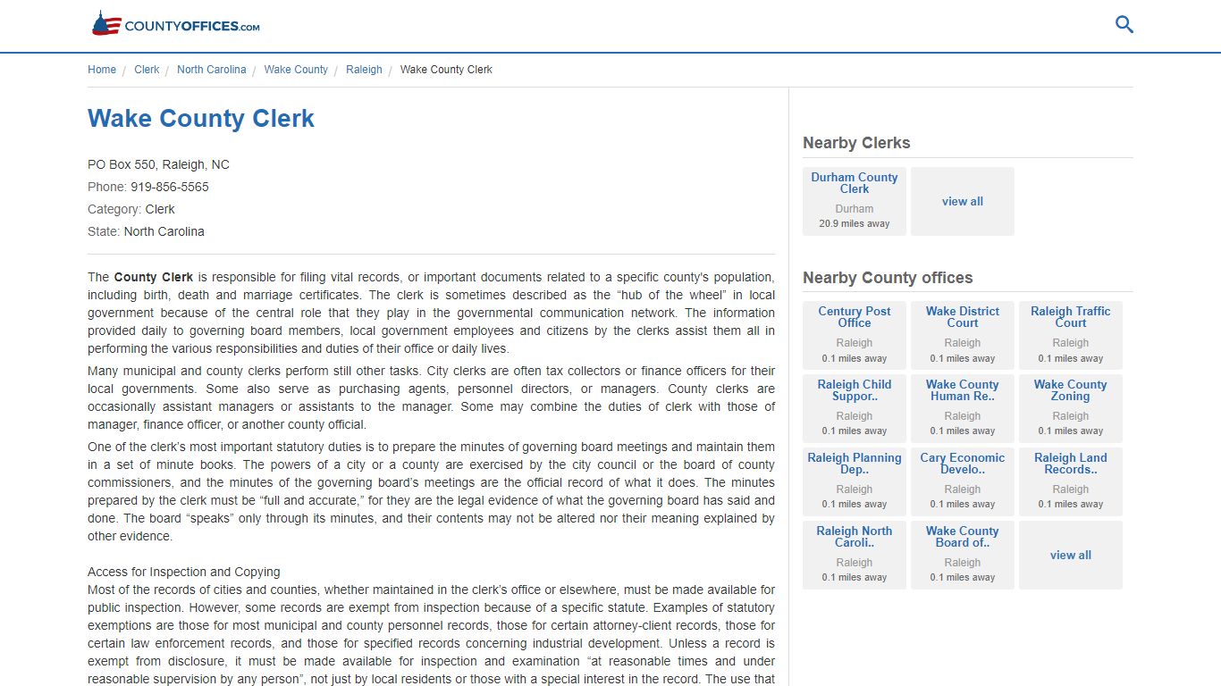 Wake County Clerk - Public Records